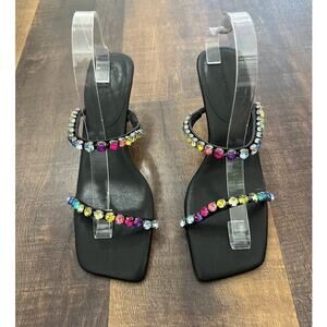 Chelsea And Violet Gypsy Rainbow Jeweled Squared Toed Sandal Size 10